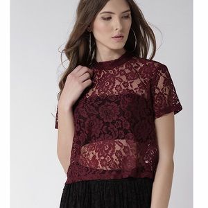 Forever 21 Burgundy Lace Crop Top